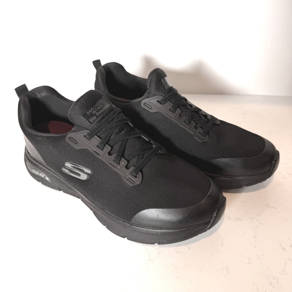 Sketchers Work Slip Resistant Arch Fit Slip On Black Sneakers 9 Womens Shoes